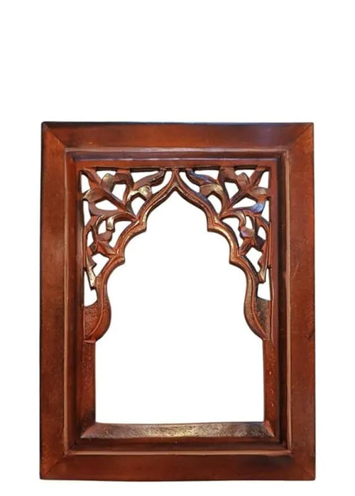 Antique Brown Wooden Jharokha | Wall Mirror Frame