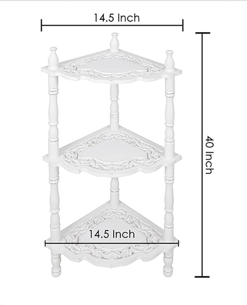 3 Tier Corner Bookshelf Stand | Space-Saving Corner Shelf (White)