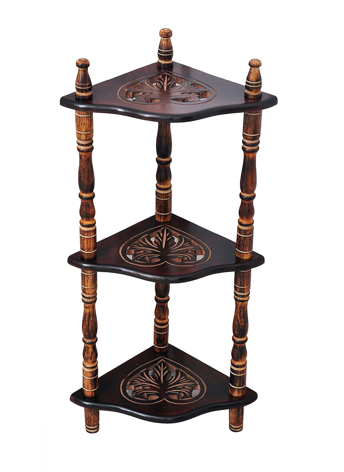 Antique Wooden Corner Shelf – Triangular Plant Stand & Home Decor Unit
